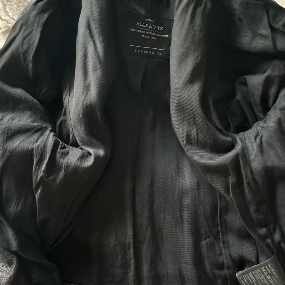 All Saints Quilted Black Leather Jacket - Picture 11 of 15